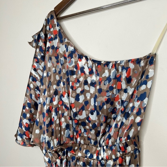 Uncle Frank One Shoulder Lightweight Cinch Waist Dress Abstract Print Medium - Picture 7 of 9